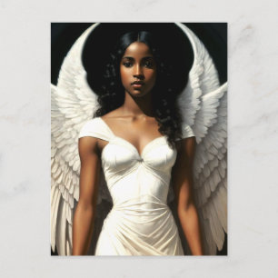 Carte Postale Angel de fille noire avec Angelcore de peau foncée