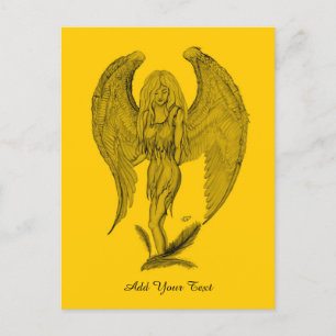Carte Postale Angel - design noir et jaune