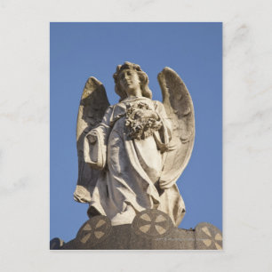 Carte Postale Angel en pierre regardant la statue en bas à Bueno