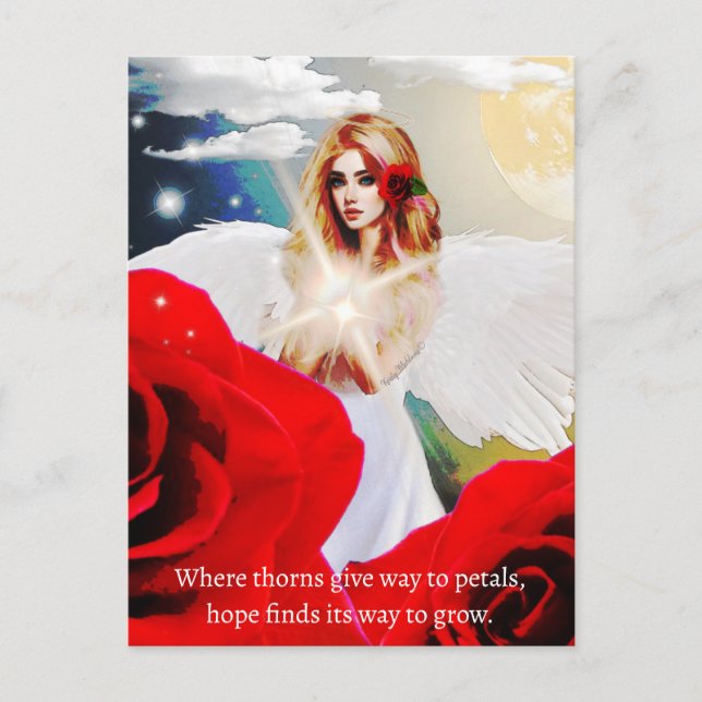 Carte Postale Angel Hope Red Rose Inspiration Citation Art (Devant)