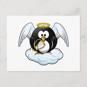 Carte Postale Angel Penguin sur un nuage