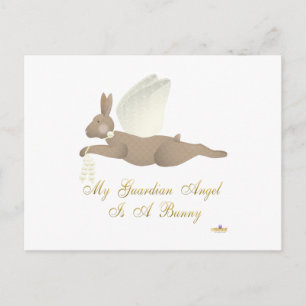 Carte Postale Angel Rabbit Brown Roses Jaunes Gardien Angel Bun
