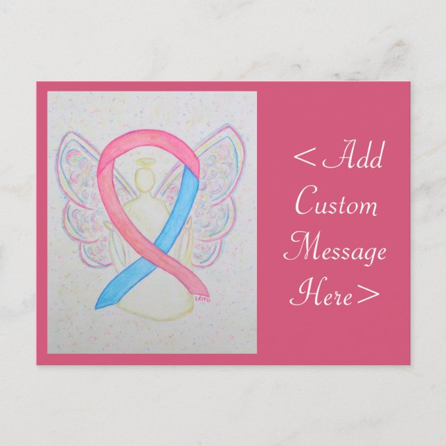 Carte postale Angel rose et bleu de sensibilisatio (Devant)