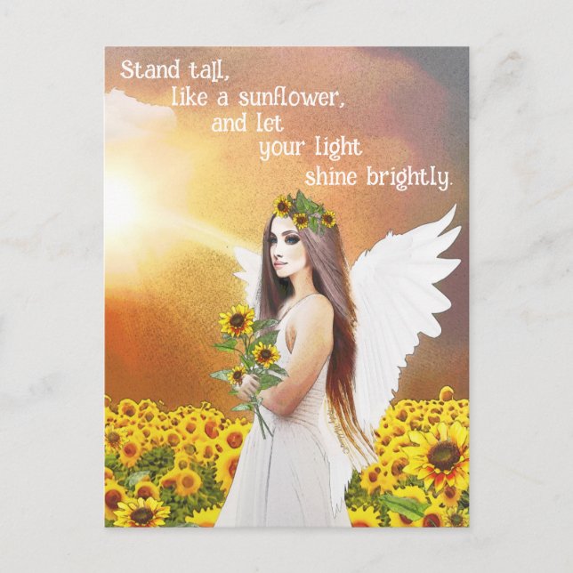 Carte Postale Angel Tournesol Stand Haut Citation Beau Art (Devant)