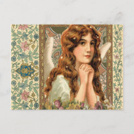 Carte Postale Angel vintage avec Fleurs