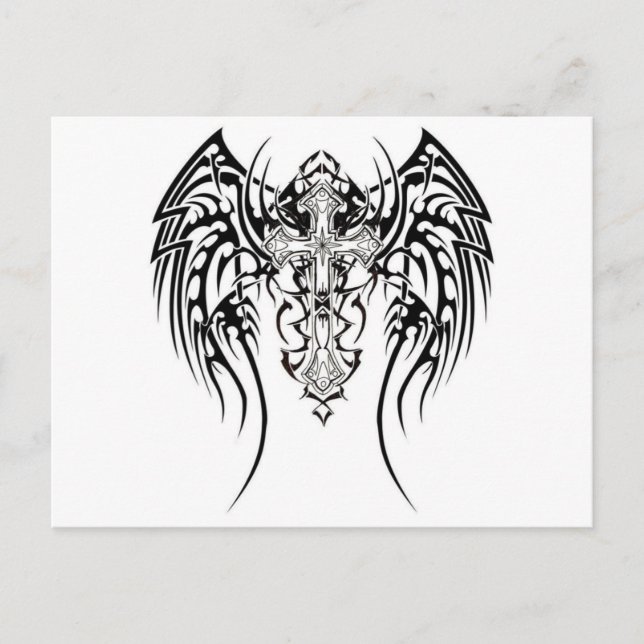 Carte Postale Angel Wings Cross Motif (Devant)