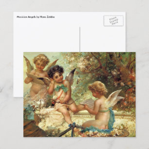 Carte Postale Angels de musicien par Hans Zatzka, Art Victorien