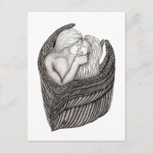 Carte Postale Angels Kissing, noir et blanc Design