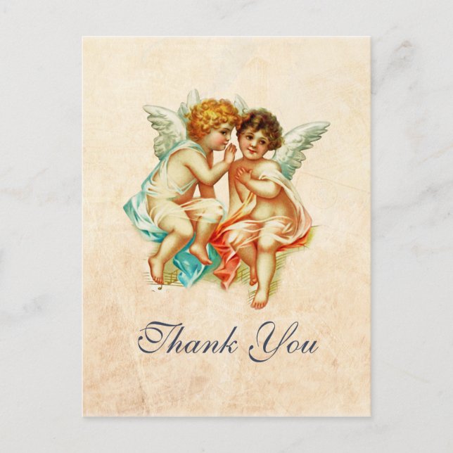 Carte Postale Anges chérubins antiques dessin Merci (Devant)