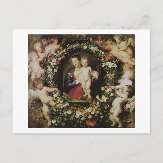 Carte Postale Anges Madonna et enfants Rubens Art (Devant)