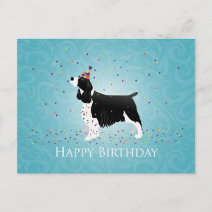 Carte Postale Anglais Springer Spaniel Design Anniversaire.