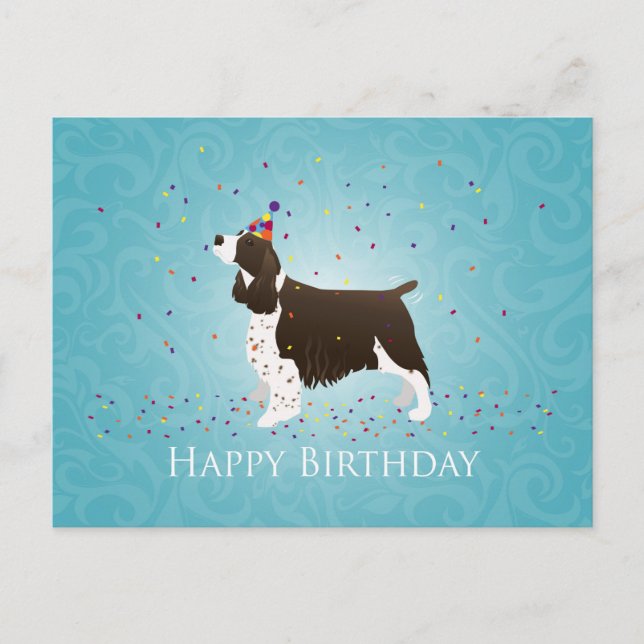 Carte Postale Anglais Springer Spaniel Design d'anniversaire (Devant)
