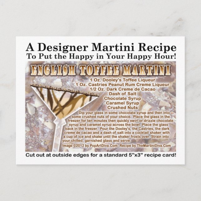 Carte postale anglaise Toffee Martini Recette (Devant)