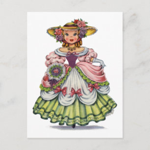Carte Postale Anglaise vintage en robe élisabéthaine