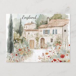 Carte Postale Angleterre Anglais Village Campagne Aquarelle