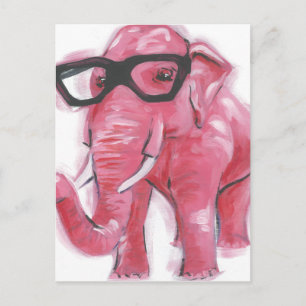 Carte Postale Animal Dapper   Eléphant Rose Dans Les Lunettes De