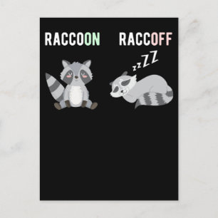 Carte Postale Animal fatigué jeu de mots Raton laveur dormant