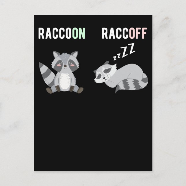Carte Postale Animal fatigué jeu de mots Raton laveur dormant (Devant)