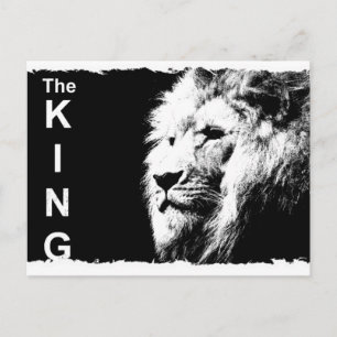 Carte Postale Animal Le Roi Noir Blanc Modèle Pop Art Lion