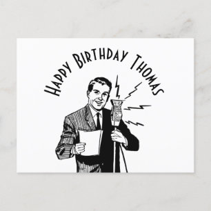 Carte Postale Animateur de radio d'anniversaire vintage