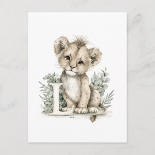 Carte Postale Animaux Bébés Mignons à l'Aquarelle avec Lettres d