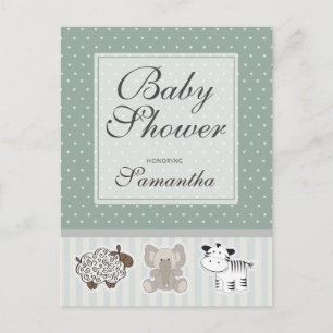 Carte Postale Animaux Bébés pour Invitation de Baby Shower