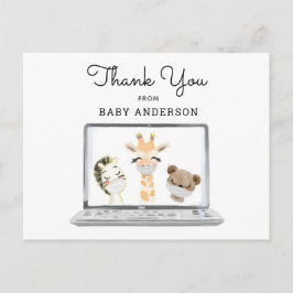 Carte Postale Animaux dans les masques Merci de Baby shower virt