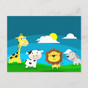 Carte Postale Animaux de dessin animé    