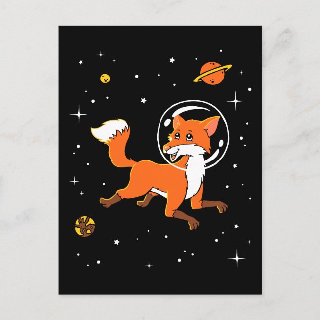 Carte Postale Animaux de Fox dans l'espace (Devant)