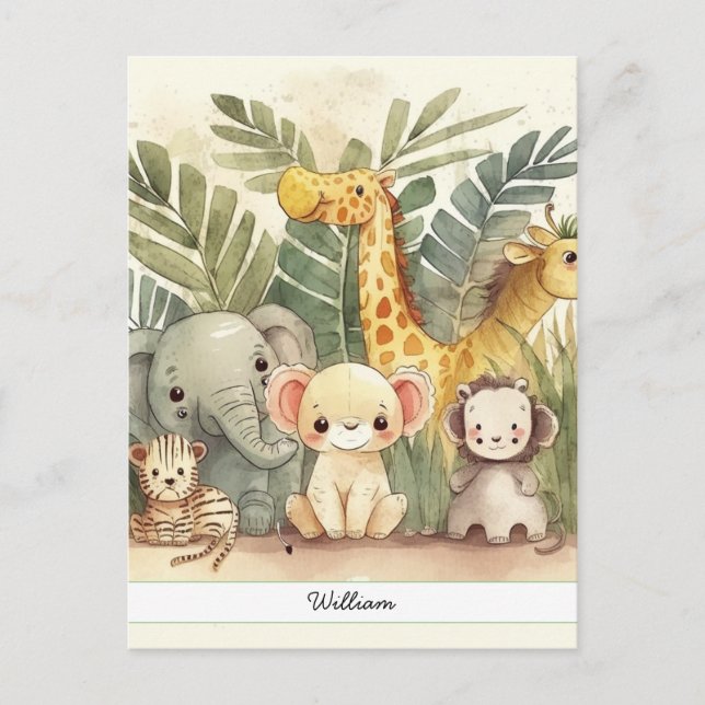 Carte Postale Animaux de la jungle safari personnalisés (Devant)
