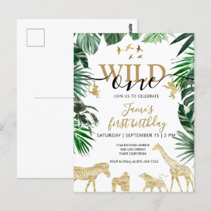Carte Postale Animaux de Safari de la Jungle Tropicale 1er Anniv