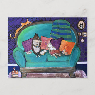 Carte Postale Animaux mignons du club de lecture - Art fantaisis