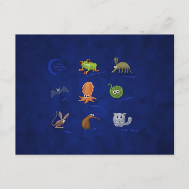 Carte Postale Animaux nocturnes (Devant)