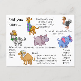 Carte Postale Animaux sauvages Faits amusants
