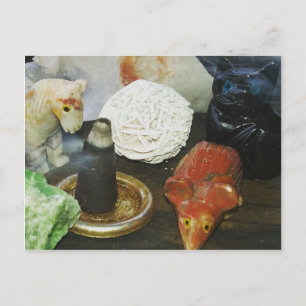Carte Postale Animaux spirituels, cristaux et encens