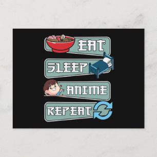 Carte Postale Anime de sommeil manger répéter japonais   Kawaii 