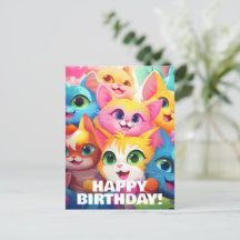 Anime drôles de chatons miaulent un anniversaire f