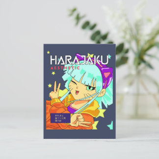 Carte Postale Anime fille harajaku cour manga cru