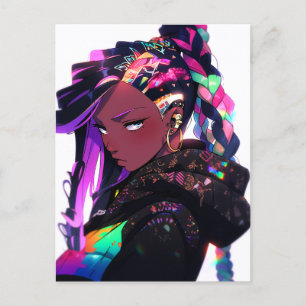 Carte Postale Anime Girl African American Art