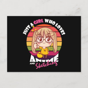 Carte Postale Anime Kawaii Girl   for Anime & Sketching Lover
