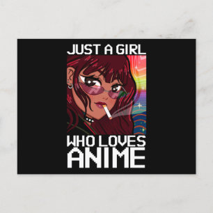 Carte Postale Anime manga fumer Cigarett Juste une fille