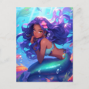 Carte Postale Anime Mermaid Girl Imaginaire Art