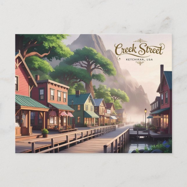 Carte Postale Anime Style Creek Street, Ketchikan, Alaska (Devant)