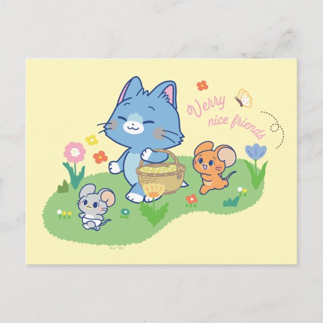 Carte Postale Anime Tom, Jerry et Tuffy Picnic (Devant)
