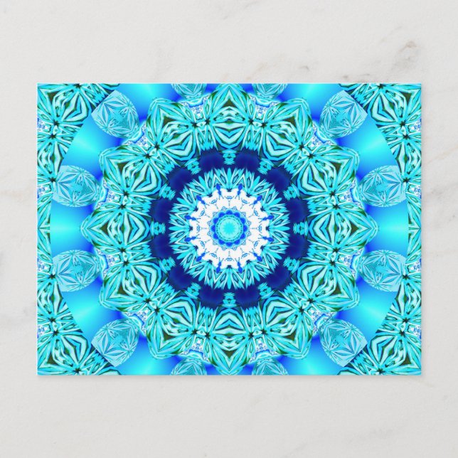 Carte Postale Anneau bleu glace, Mandala Abstrait (Devant)