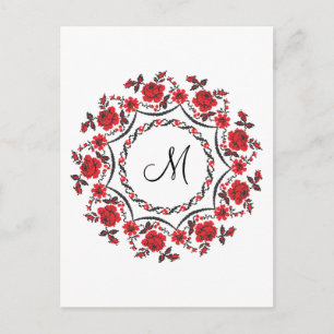 Carte Postale Anneau rose Monogramme personnalisé initial