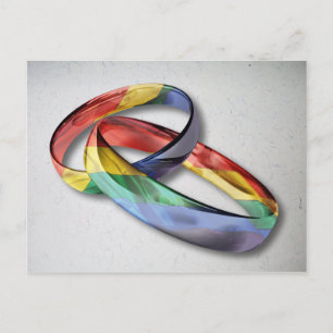 Carte Postale Anneaux de Mariage arc-en-ciel pour le mariage pou