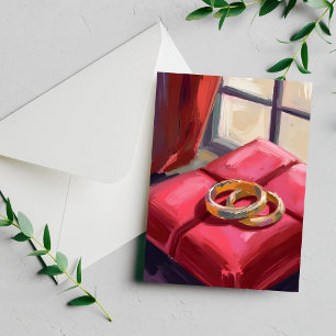 Carte Postale Anneaux de mariage en or aquarelle