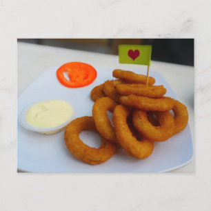 Carte Postale Anneaux d'oignon avec Mayonnaise et tomate