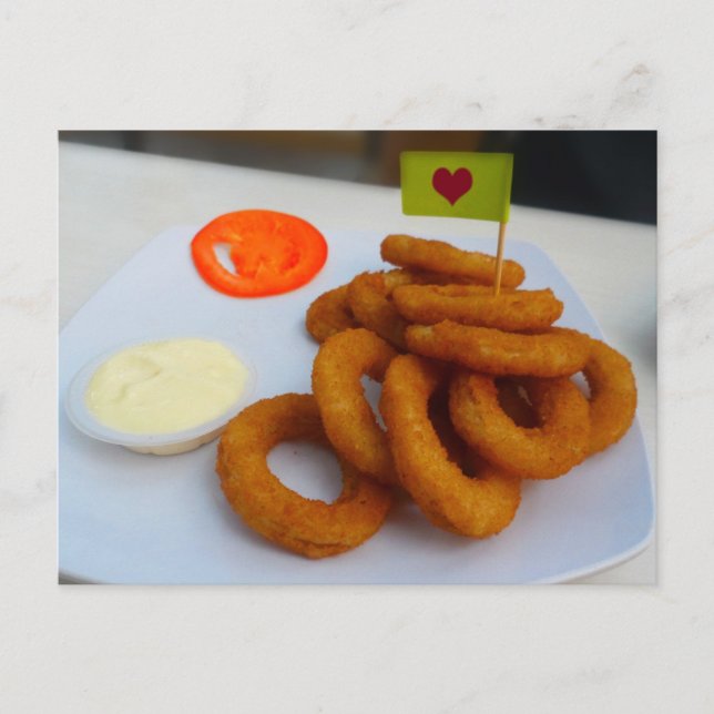 Carte Postale Anneaux d'oignon avec Mayonnaise et tomate (Devant)